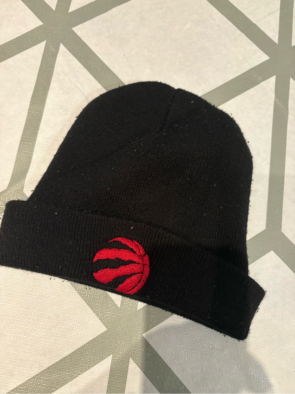 3/15$ Black Beanie with Red Basketball Logo